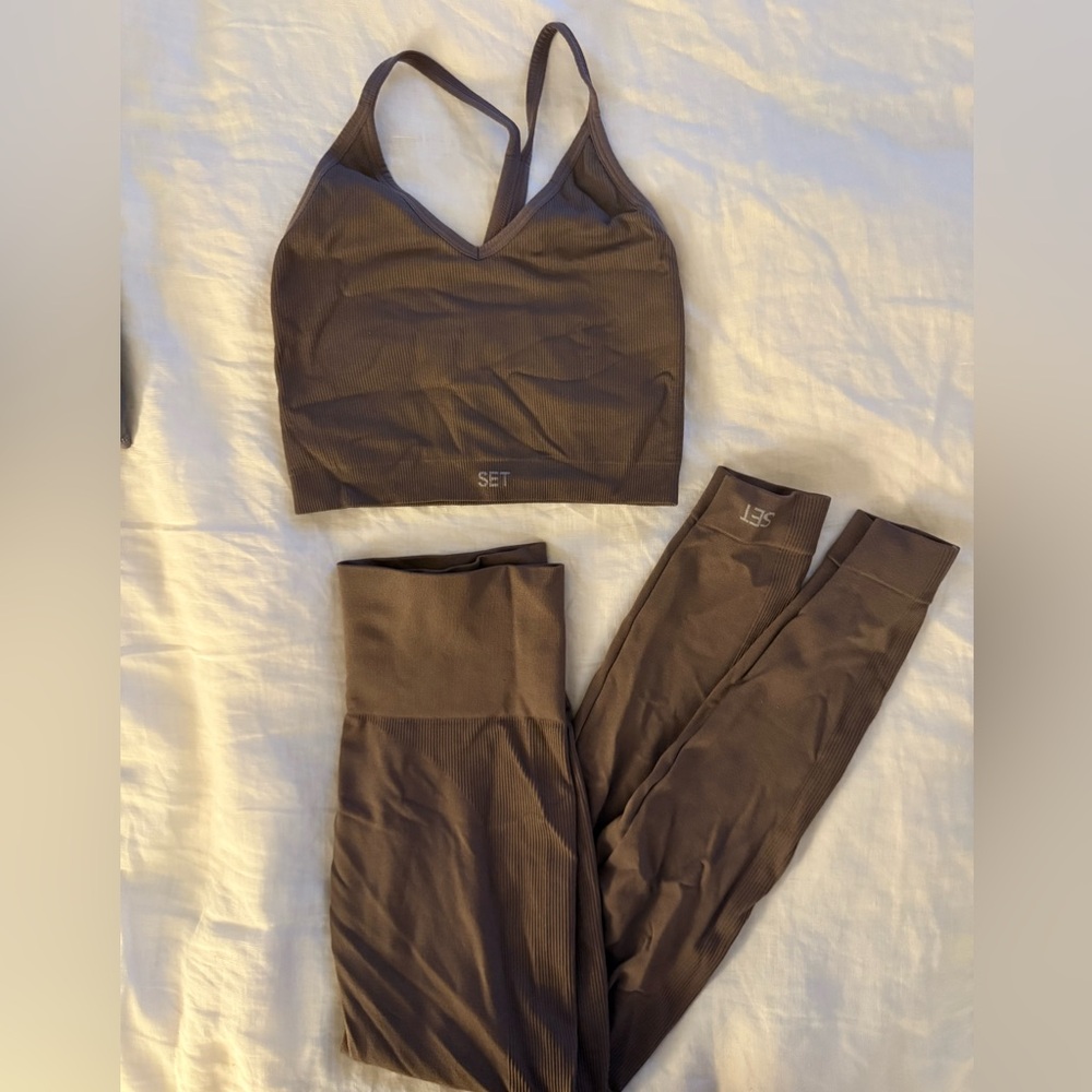Set active sculptflex legging and bra set small brown